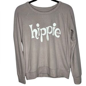 NEW Chaser "Hippie" Graphic Pullover Sweatshirt Pale Pink/Mauve Size Small Cozy